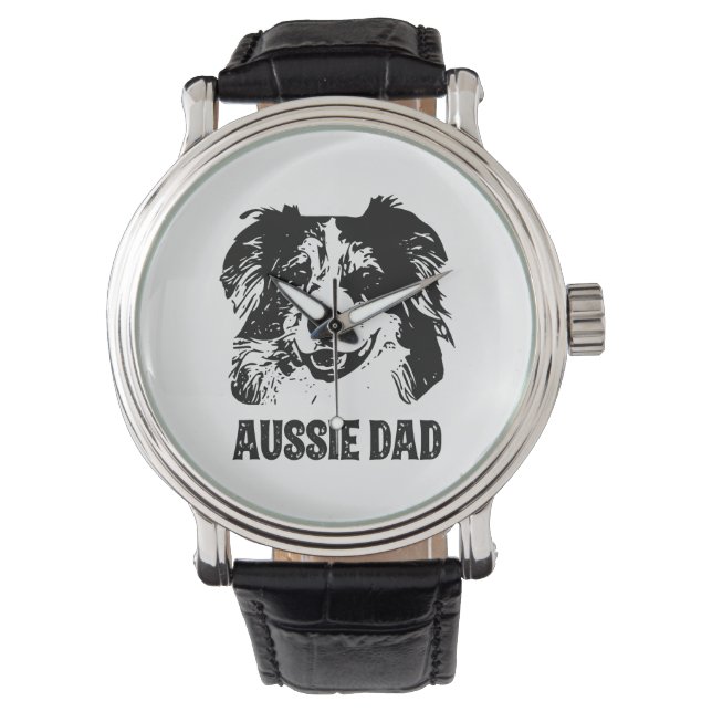 Manar Aussie Pappa - Australian shepherd Hund Papp Armbandsur (Framsida)