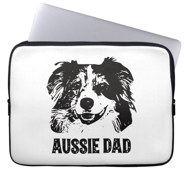 Manar Aussie Pappa - Australian shepherd Hund Papp Laptop Fodral (Framsidan)