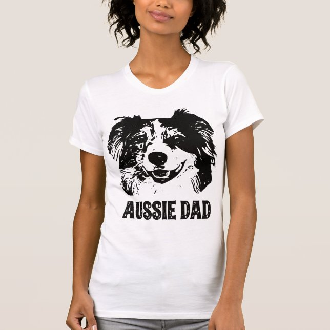 Manar Aussie Pappa - Australian shepherd Hund Papp T Shirt (Framsida)