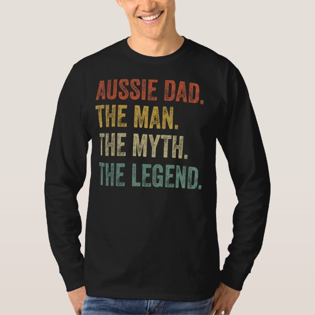Manar Australian shepherd Aussie Pappa, Man Myth T Shirt (Framsida)