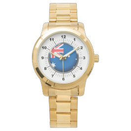 Manar Australien Flagga Oversized Guld Watch Armbandsur
