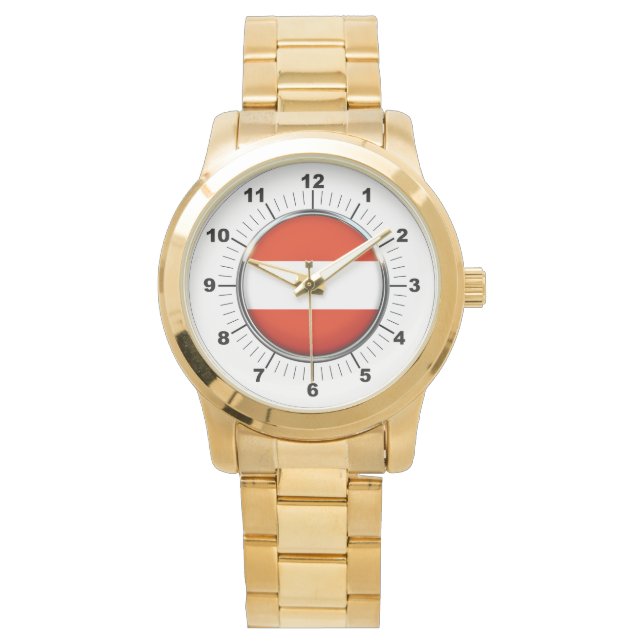 Manar Austria Flagga Oversized Guld Bracelet Watch Armbandsur (Framsida)