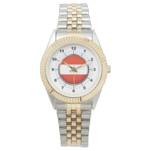 Manar Austria Flagga Two-Tone Bracelet Watch Armbandsur