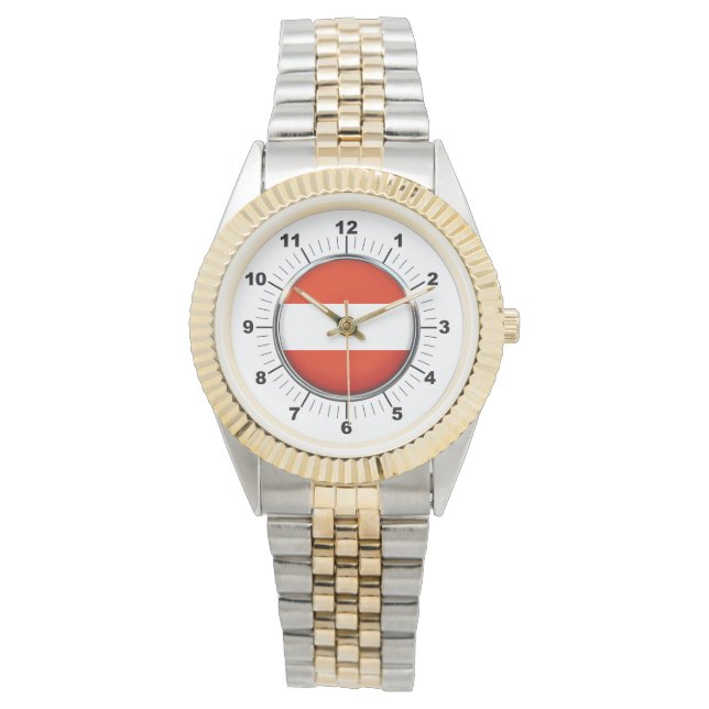 Manar Austria Flagga Two-Tone Bracelet Watch Armbandsur (Framsida)