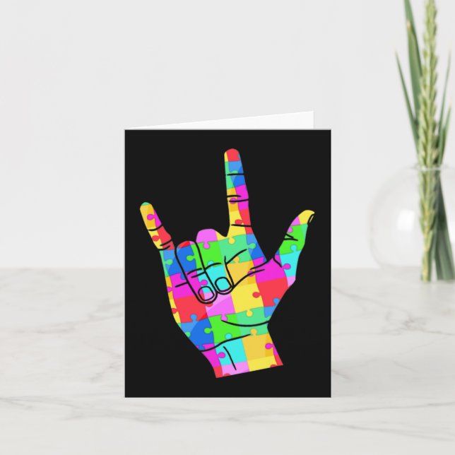 Manar Autism Awareness Sign Language Gifts ASL Lov Kort (Framsida)