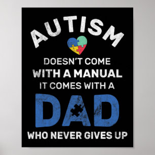 Manar Autism Pappa aldrig Ge upp medvetandegörande Poster