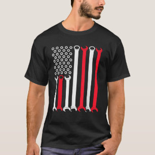 Manar Auto Reparationsbilmekanism USA flagga 4:e j T Shirt