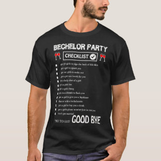 Manar Bachelor Party Checklist Funny Groom-design T Shirt
