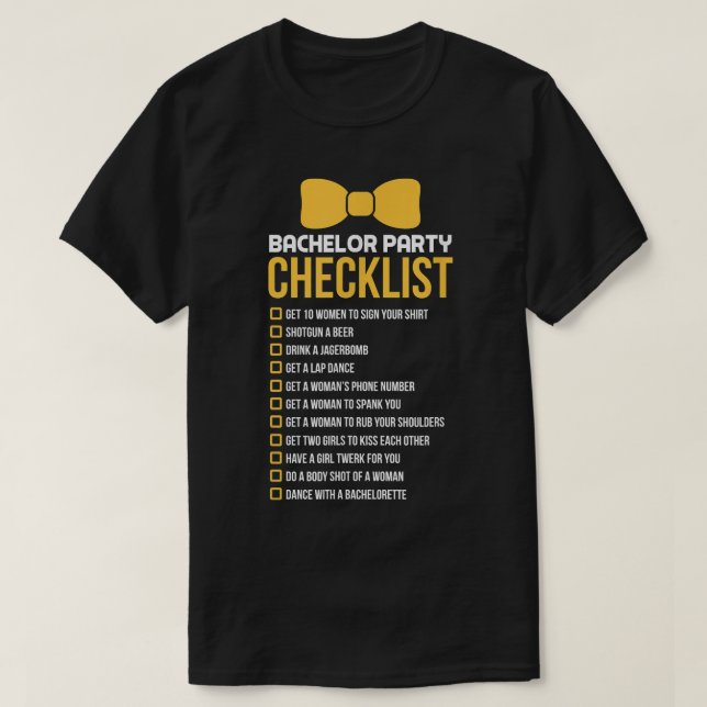 Manar Bachelor Party Checklist Groom Marskalkars S T Shirt (Design framsida)