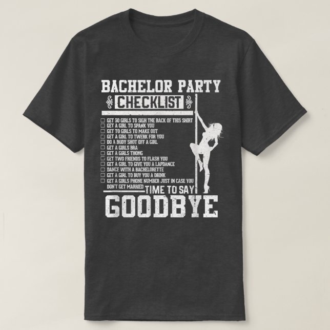 Manar Bachelor Party Checklist Groom Marskalkars W T Shirt (Design framsida)