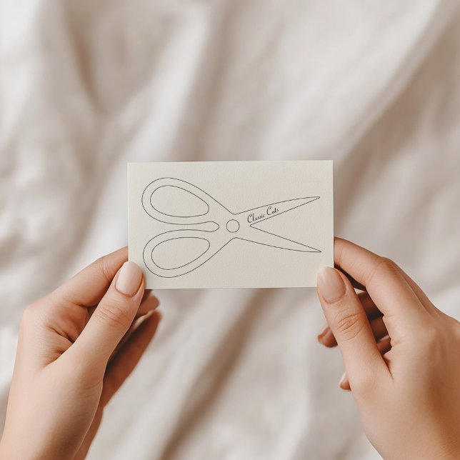 Manar barberhår klippt med sax, tunn logotyp visitkort (Simple stylish and professional men's barber business card . Simple and eye-catching.)