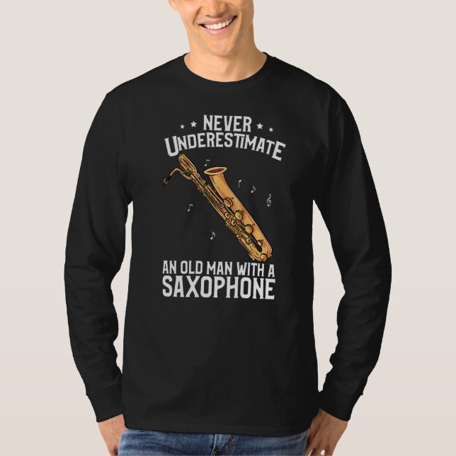 Manar Baritone saxophone Old Man med saxofon T Shirt (Framsida)