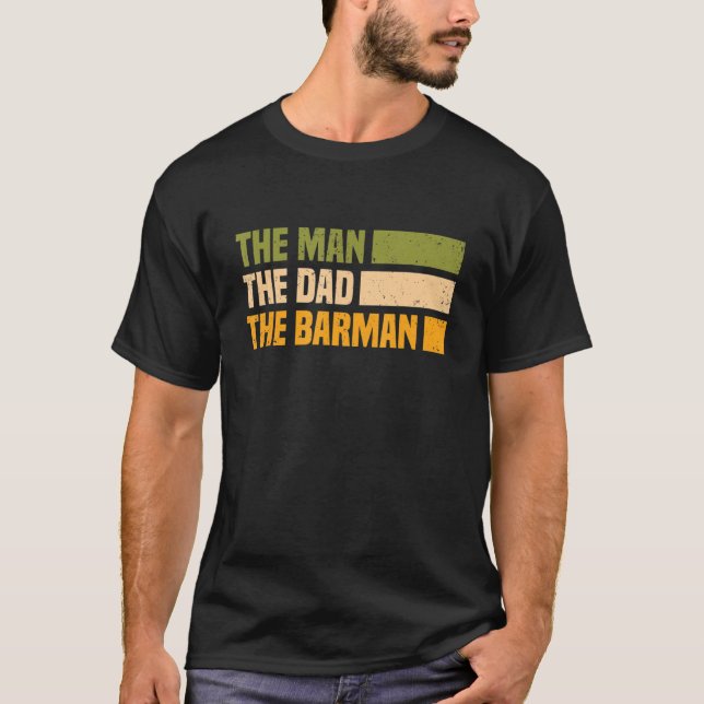 Manar Bartender och Barkeeper Mixology Man Pappa P T Shirt (Framsida)