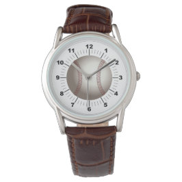Manar Baseball Classic Brown Leather Watch Armbandsur