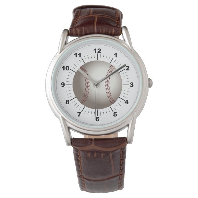 Manar Baseball Classic Brown Leather Watch Armbandsur (Framsida)