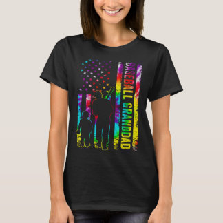 Manar Baseball Granddad American Flagga Tie dye T Shirt