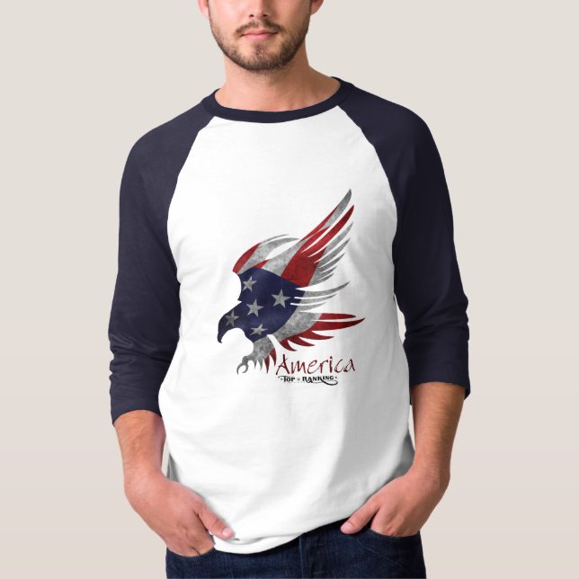 Manar baseball Jersey 3/4 patriotiska sleeve T Shirt (Framsida)