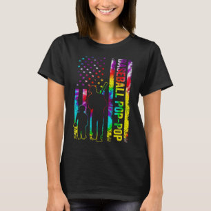 Manar Baseball Pop American Flagga Tie dye T Shirt