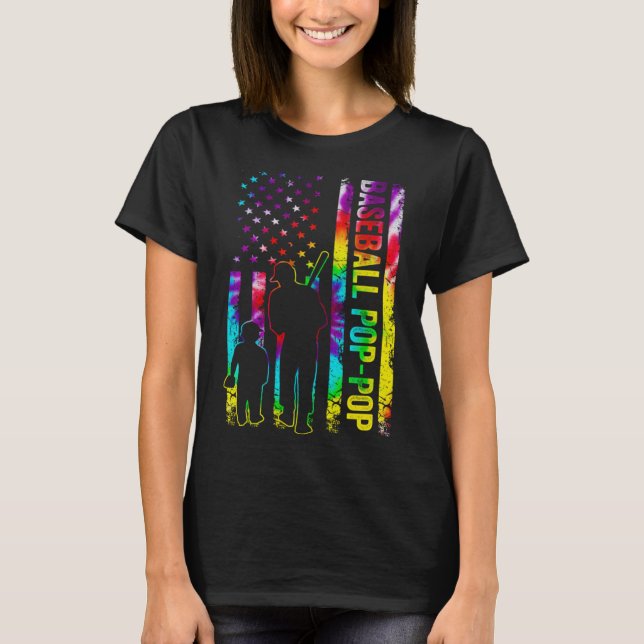 Manar Baseball Pop American Flagga Tie dye T Shirt (Framsida)