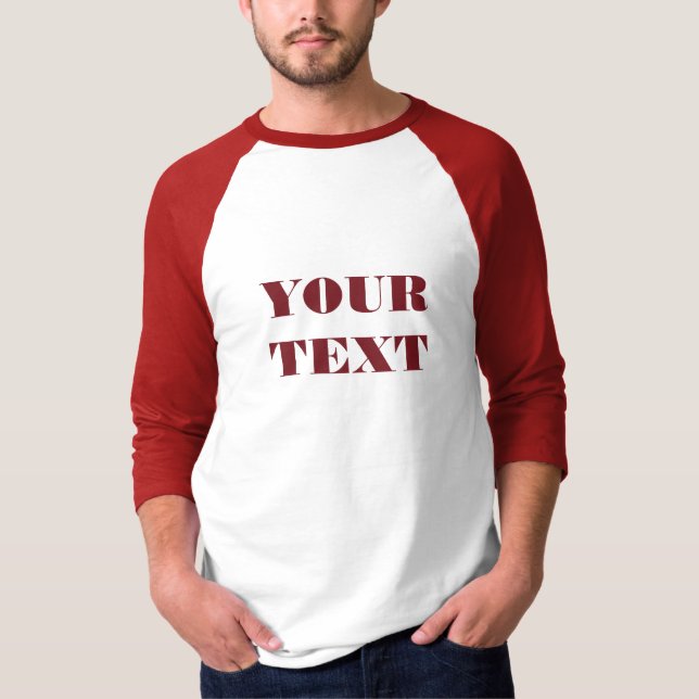 Manar Basic 3/4 Sleeve Raglan-mall vit/röd Tee Shirt (Framsida)
