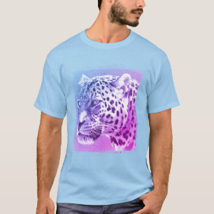 Manar Basic Light Blue T-Shirt Leopard Head