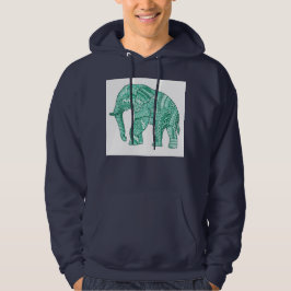 Manar Basic Patterned Elephant Hoodie