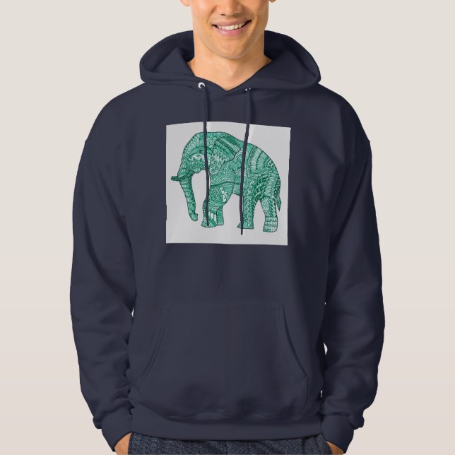 Manar Basic Patterned Elephant Hoodie (Framsida)