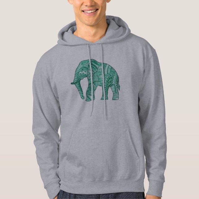 Manar Basic Patterned Elephant Hoodie (Framsida)