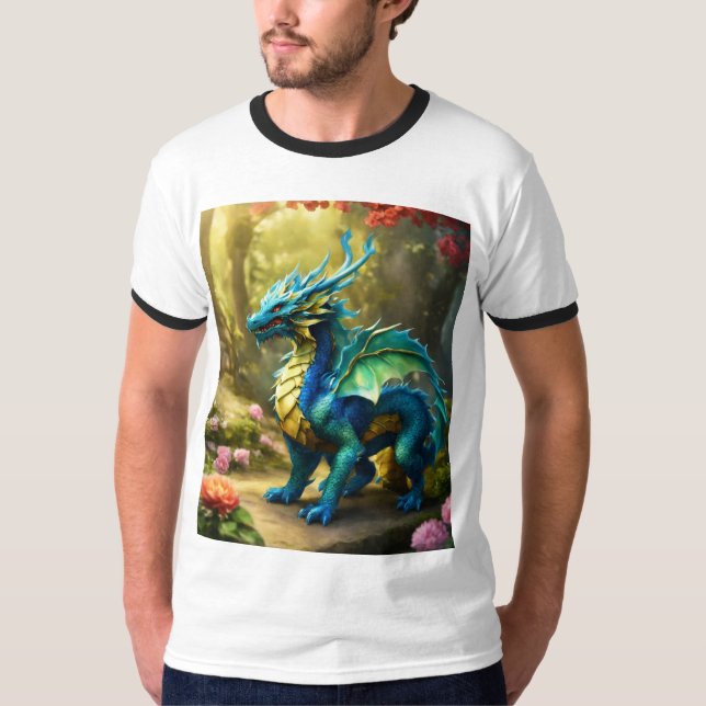 Manar Basic Ringer T-Shirt Whimsical Dragon T-Shir (Framsida)