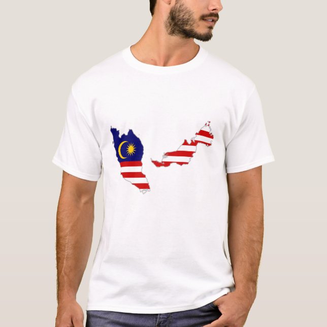 Manar Basic-Shirt med Malaysia flagga på karta T Shirt (Framsida)