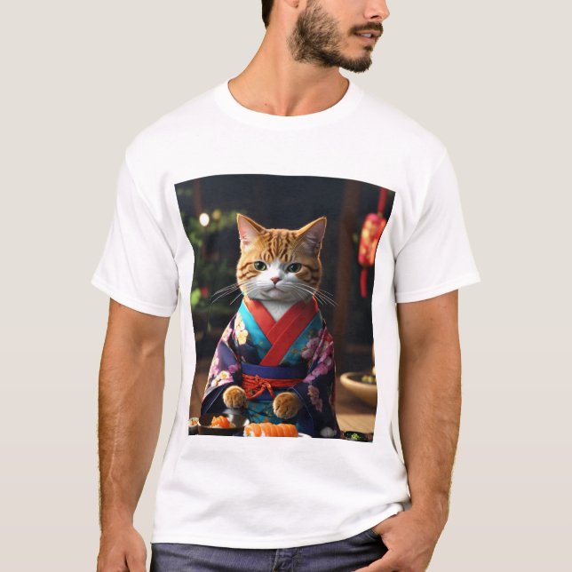 Manar Basic-Shirt Prated Cat T Shirt (Framsida)
