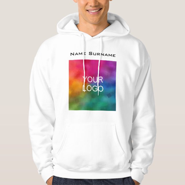 Manar Basic White Hoodie Business Logotyp Front De (Framsida)