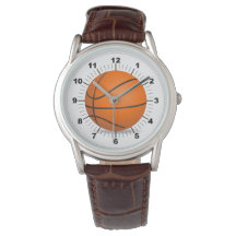 Manar Basketball Classic Brown Leather Strap Watch