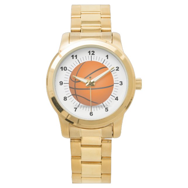 Manar Basketball Oversized Guld Bracelet Watch Armbandsur (Framsida)