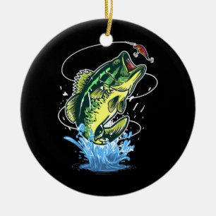 Manar Bass Fishing Fisher Lures Bass Fish Julgransprydnad Keramik