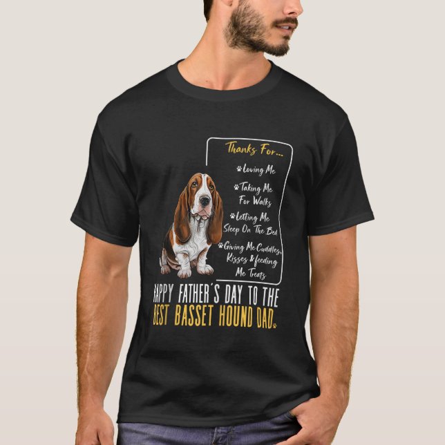 Manar Basset Hound Pappa Lycklig Fars dag, bästa B T Shirt (Framsida)
