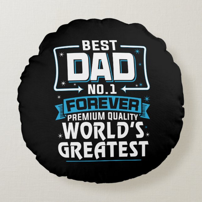 Manar Bästa Far Pappa Världsmästare nr 1 Rund Kudde (Framsidan)