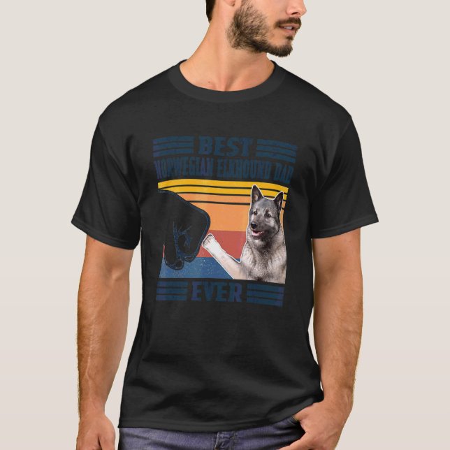 Manar, bästa norska Elkhound Pappa Alltid Hund Far T Shirt (Framsida)
