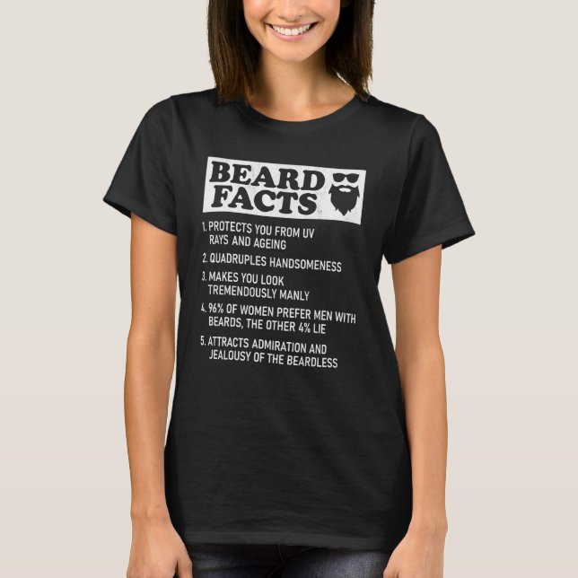 Manar Beard-fakta Bearted Man och Beard Humor T Shirt (Framsida)