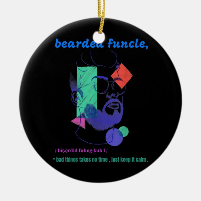 Manar Beared Funcle Manar Gifts Julgransprydnad Keramik (Framsidan)