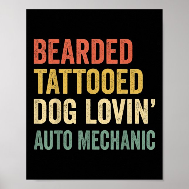Manar Beared Tattoed Hund Loving Auto Mechanic Bea Poster (Framsidan)