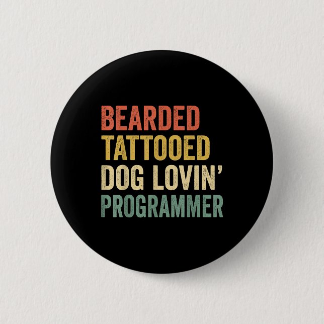 Manar Beared Tattooed Hund Lovin Programmer Beard  Knapp (Framsida)