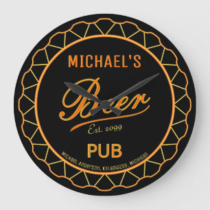 Manar Beer Flaska Cap Pub Wall Clock Stor Klocka