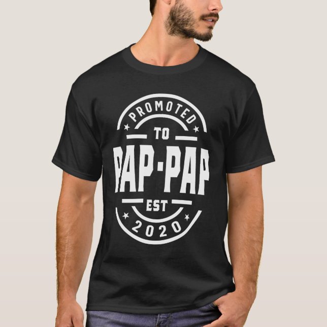Manar befordrades till Pap-Pap Est. 2020 Grandpa G T Shirt (Framsida)