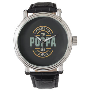 Manar befordrades till Poppa Est. 2021 - Pappa Gra Armbandsur