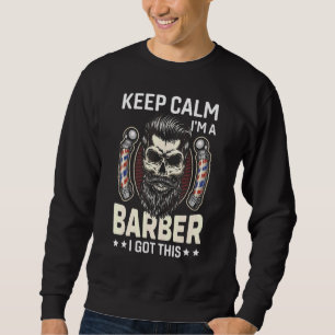 Manar Behålla Lugn Im A Barber Vintage Hår på huve Lång Ärmad Tröja
