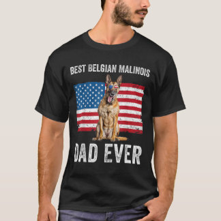 Manar belgisk Malinois Pappa American Flagga belgi T Shirt