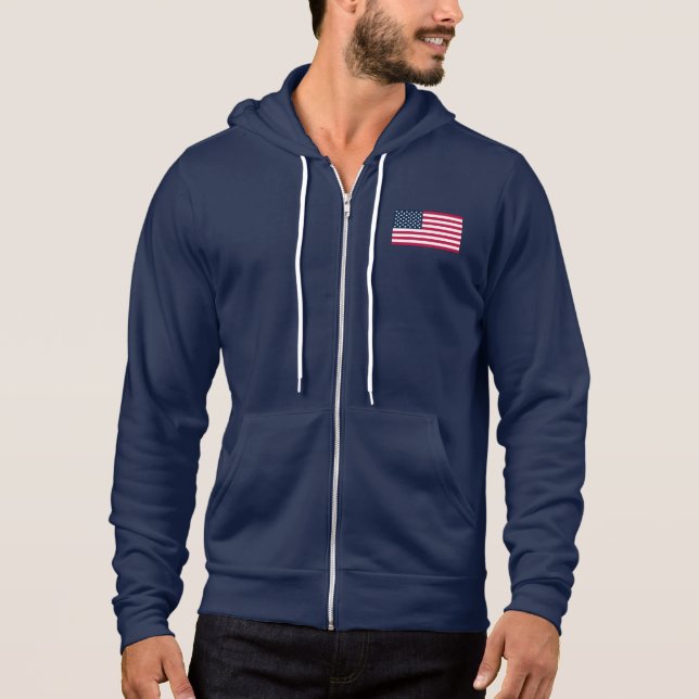 Manar Bella+Canvas Fullt-Zip Hoodie USA T Shirt (Framsida)