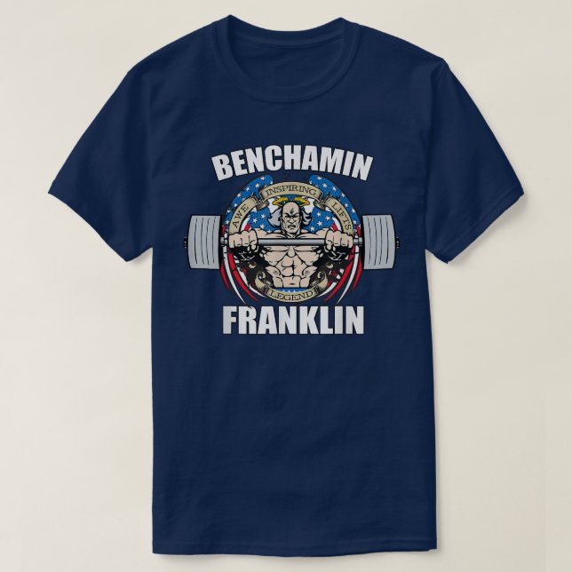 Manar Benchamin Franklin Patriotic Gainz Workout G T Shirt (Design framsida)