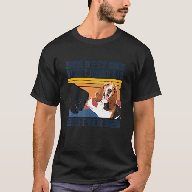 Manar Best Basset Hound Pappa Alltid Hund Fars dag T Shirt (Framsida)